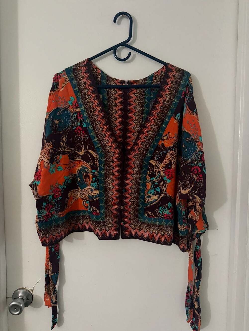 Free People Catch Me If You Can Oversized V Neck Button Front